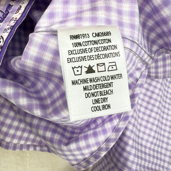 Robert Graham Woven Button Front Long Sleeve Shirt Lavender Purple Check M - Picture 6 of 9